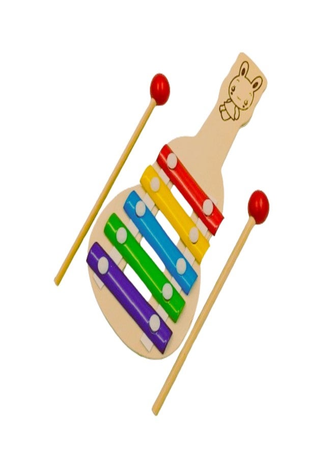 FernHaus Wooden Handcrafted Xylophone, Educational Musical Instrument for Kids, 5 Tones, 2 Mallets, Child-Safe, Village Artisan-Sourced - Image 3